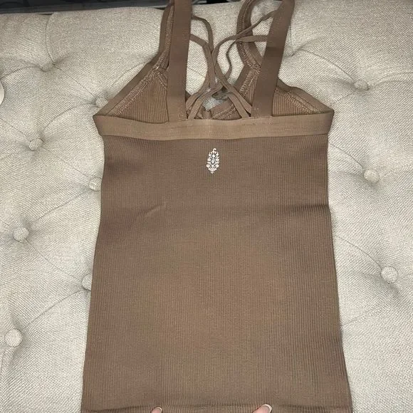 FREE PEOPLE | NWOT Happiness Runs Strappy Back Long Crop in Wild Mustang - Picture 6 of 6